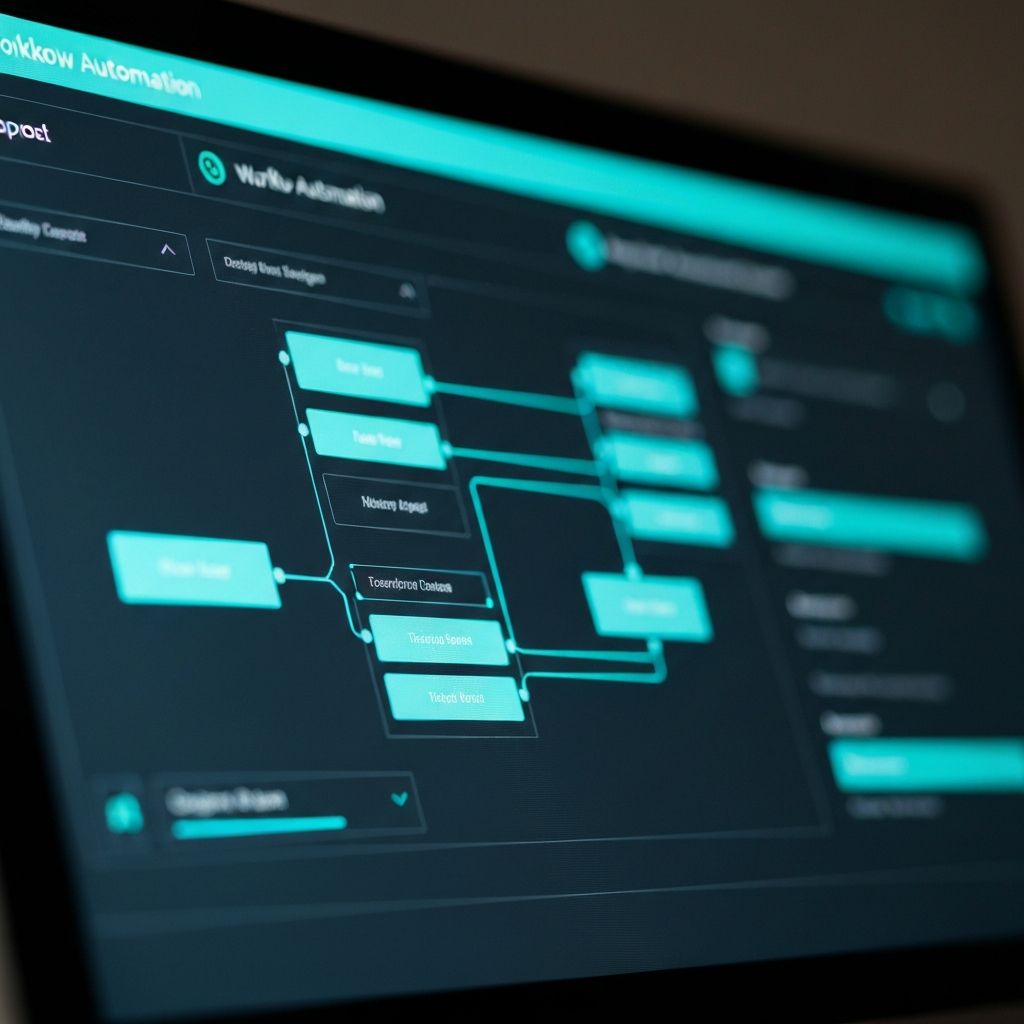 Workflow automation dashboard on screen